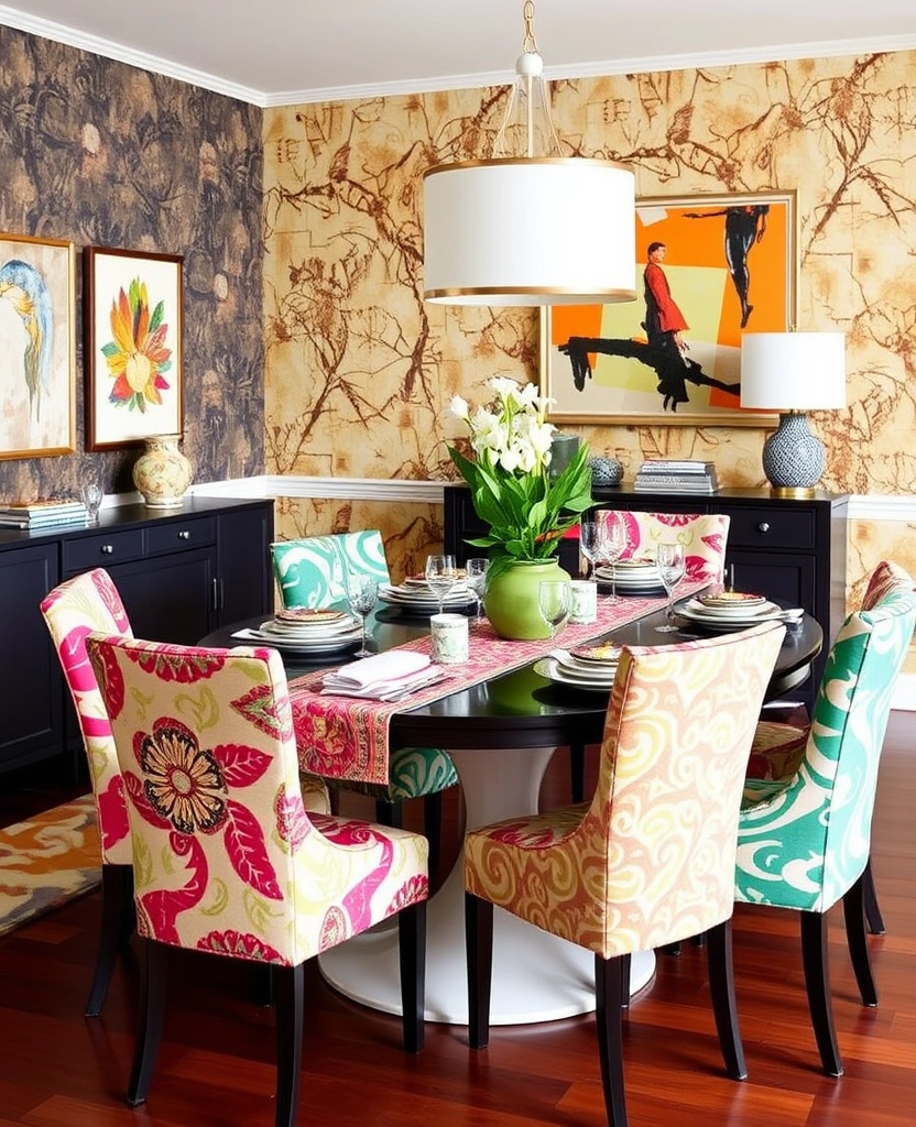 24 Organic Modern Dining Room Ideas That Will Transform Your Space! - 24. Bold Patterns