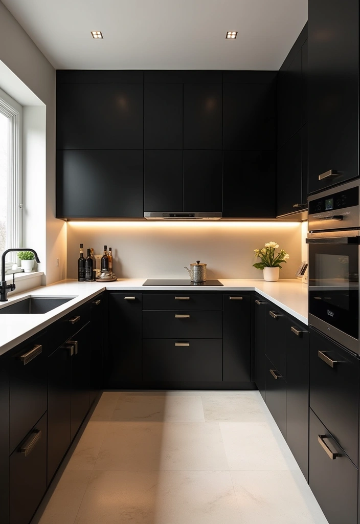 21 Kitchen Cabinet Colors That Hide Dirt (You Won't Believe #10!) - 10. Bold Black