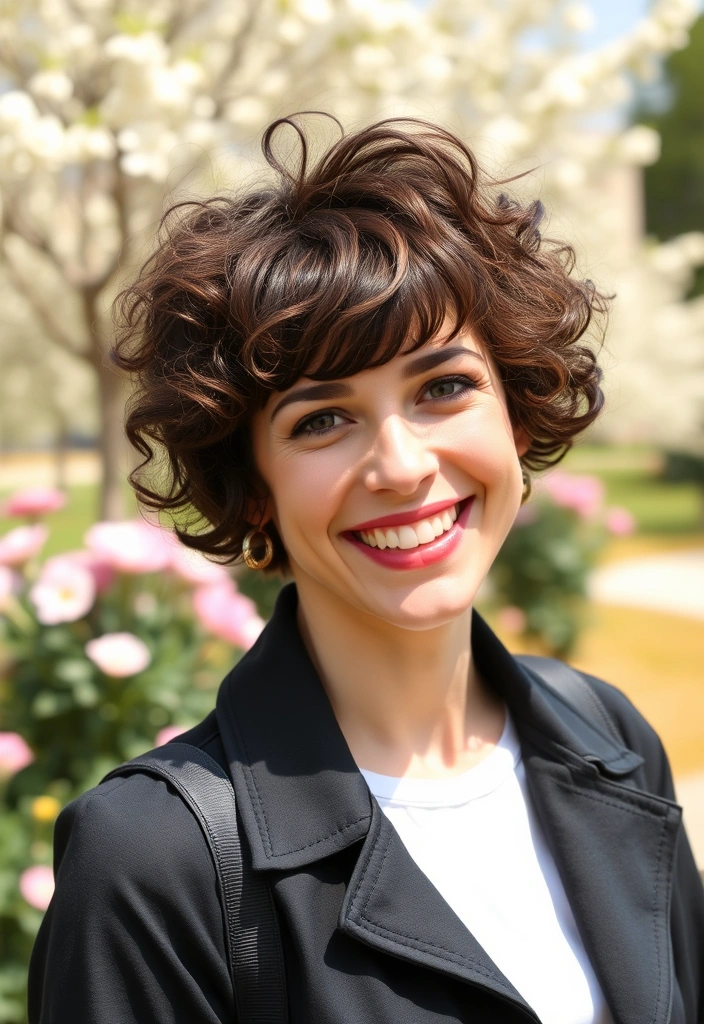 15 Magical Curly Pixie Cut Ideas That Will Transform Your Look Instantly! - 8. The Short Curly Pixie with Bangs