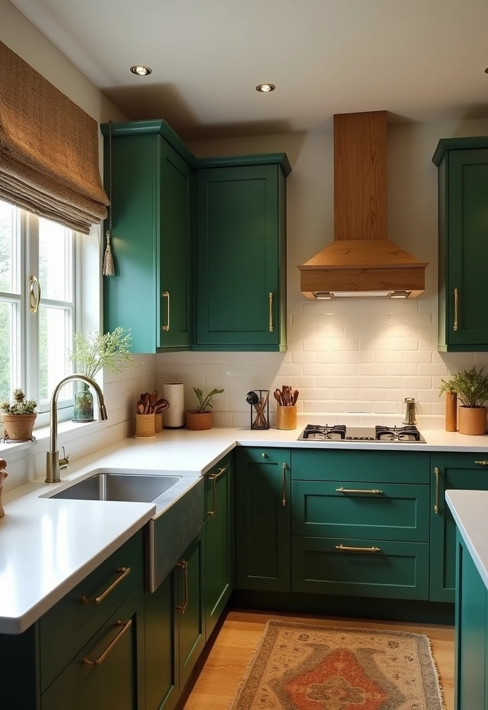 20 Kitchen Paint Ideas That Will Transform Your Honey Oak Cabinets into a Dream Space! - 16. Deep Forest Green