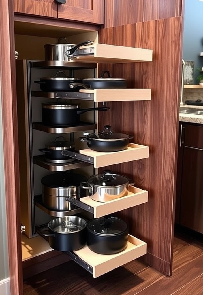 27 Small Kitchen Storage Ideas That'll Transform Your Space! - 19. Install Pull-Out Shelves