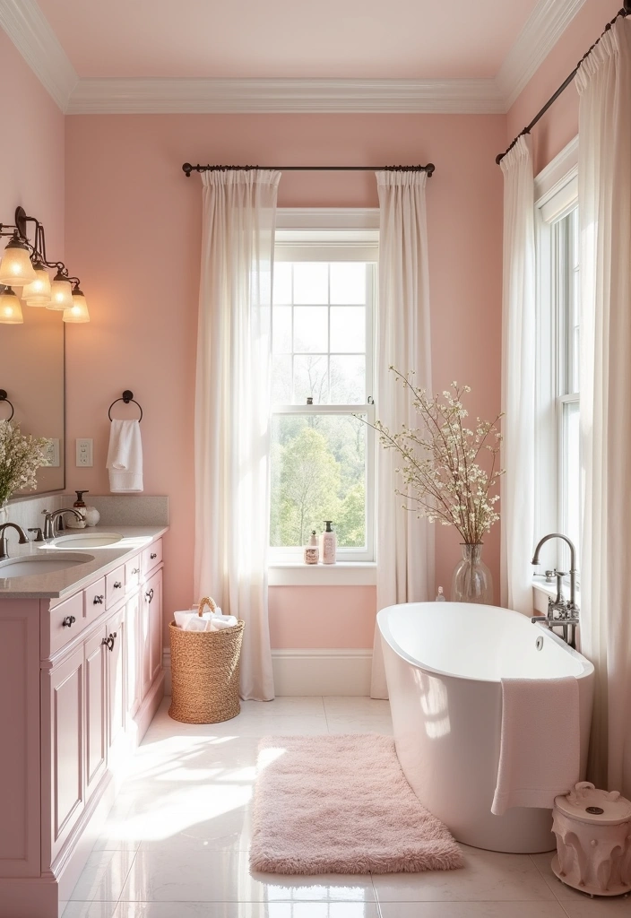 22 Best Paint Colors for Bathroom Cabinets That Will Transform Your Space! - 16. Gentle Blush Pink