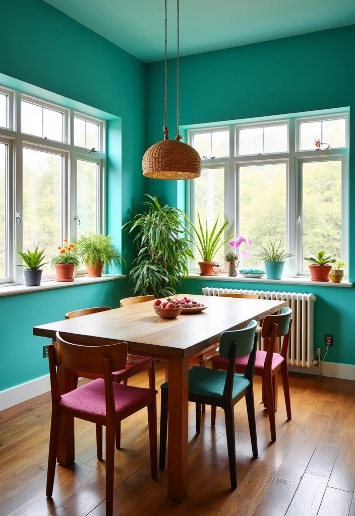 21 Best Paint Colors for Dining Room That Will Make You Want to Host Every Weekend! - 10. Vibrant Turquoise