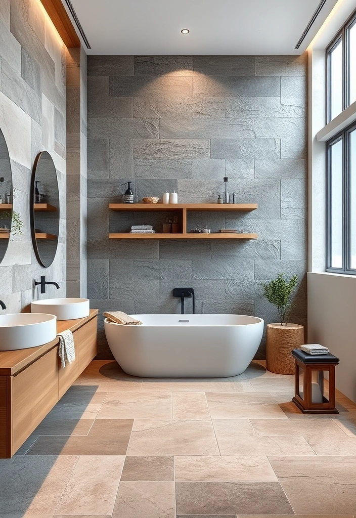 23 Modern Organic Bathroom Decor Ideas That Will Transform Your Space! - 8. Natural Stone Accents