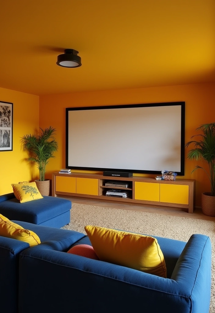 26 Best Paint Colors for Media Room That Will Transform Your Viewing Experience! - 15. Bright Mustard Yellow