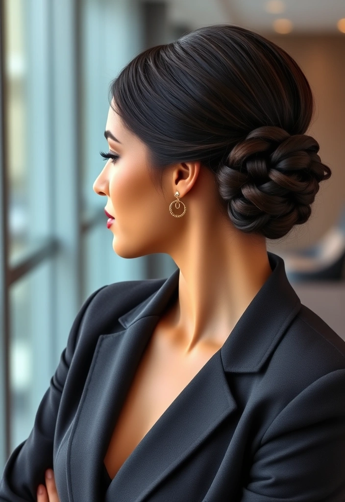 22 Stunning Hairstyles With Deep Wave Hair That Will Make You the Center of Attention! - 13. Sleek Low Bun