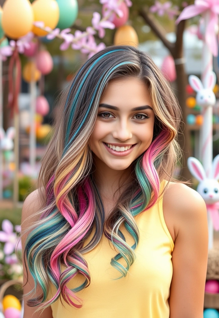 15 Beautiful Festive Easter Hairstyles That Will Turn Heads This Spring! - 6. Vibrant Rainbow Hair