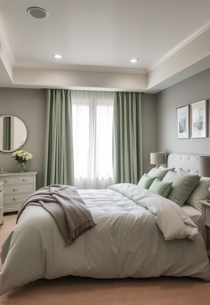 28 Stunning Sage Green and Grey Bedroom Ideas That Will Transform Your Space! - 21. Calming Color Palette