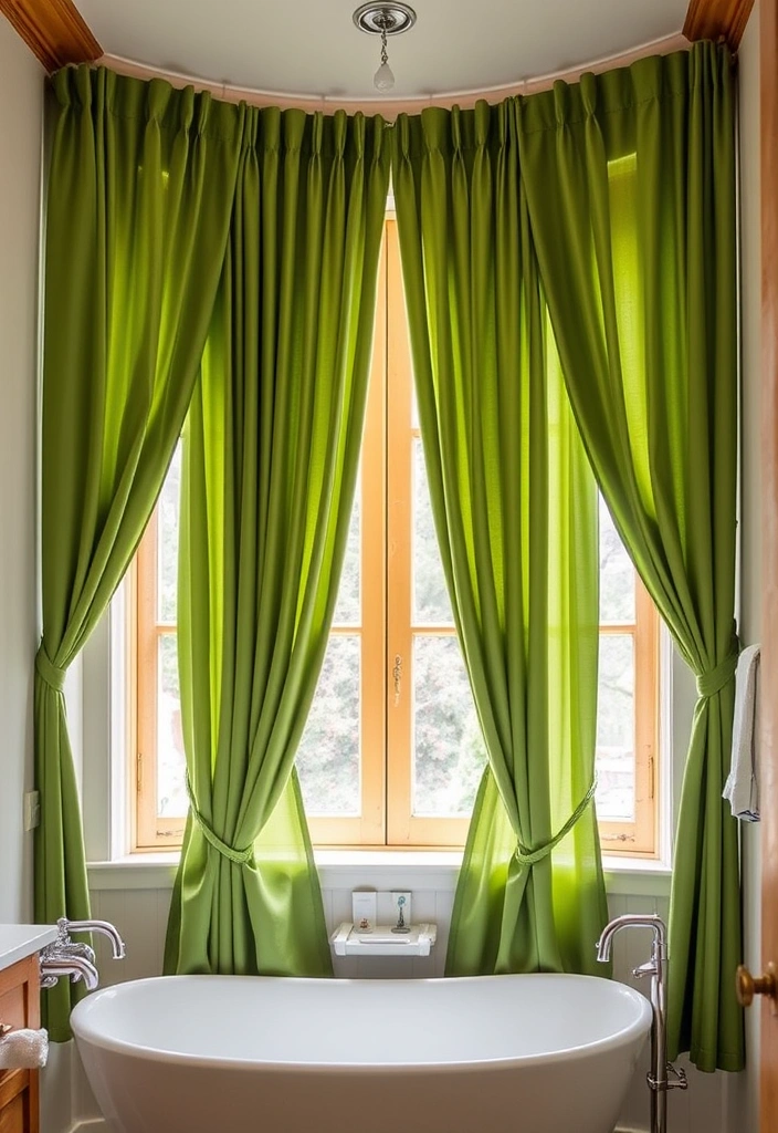 21 Green Bathroom Design Trend Ideas That'll Refresh Your Space (You Won't Believe #7!) - 19. Green Window Treatments