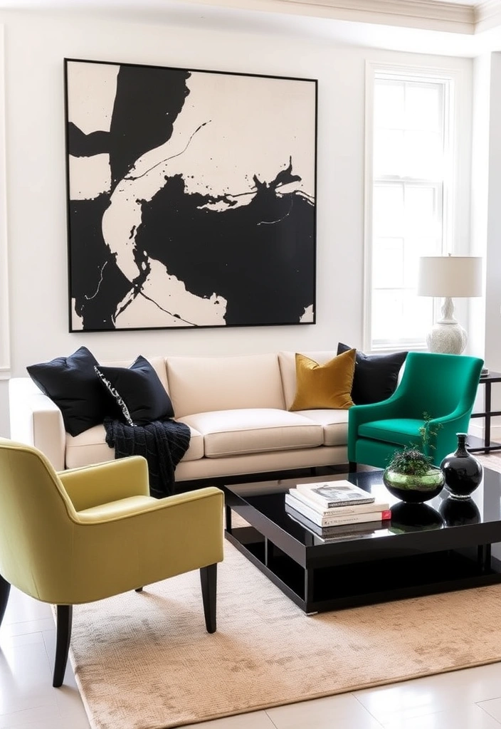 24 Black and Cream Living Rooms That Will Leave You Speechless! - 4. Bold Accents