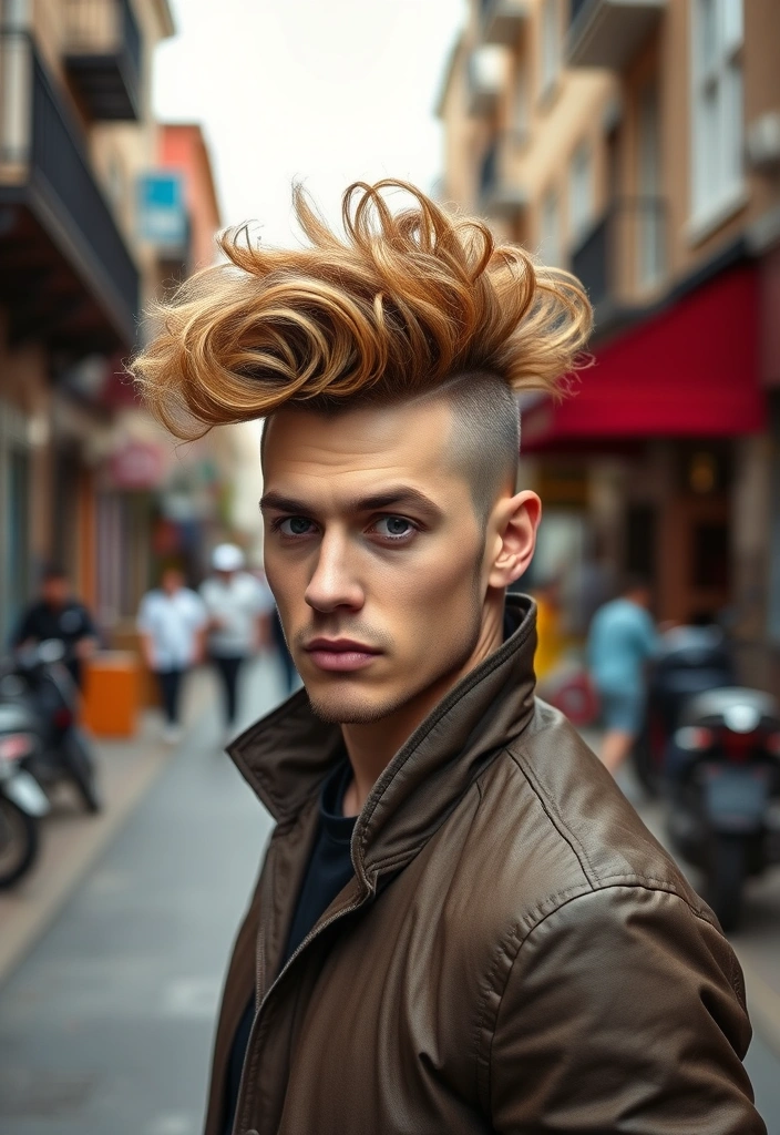 24 Iconic Curly Hair Ideas for Men That'll Make You the Center of Attention! - 14. Curly Hair with a Mohawk