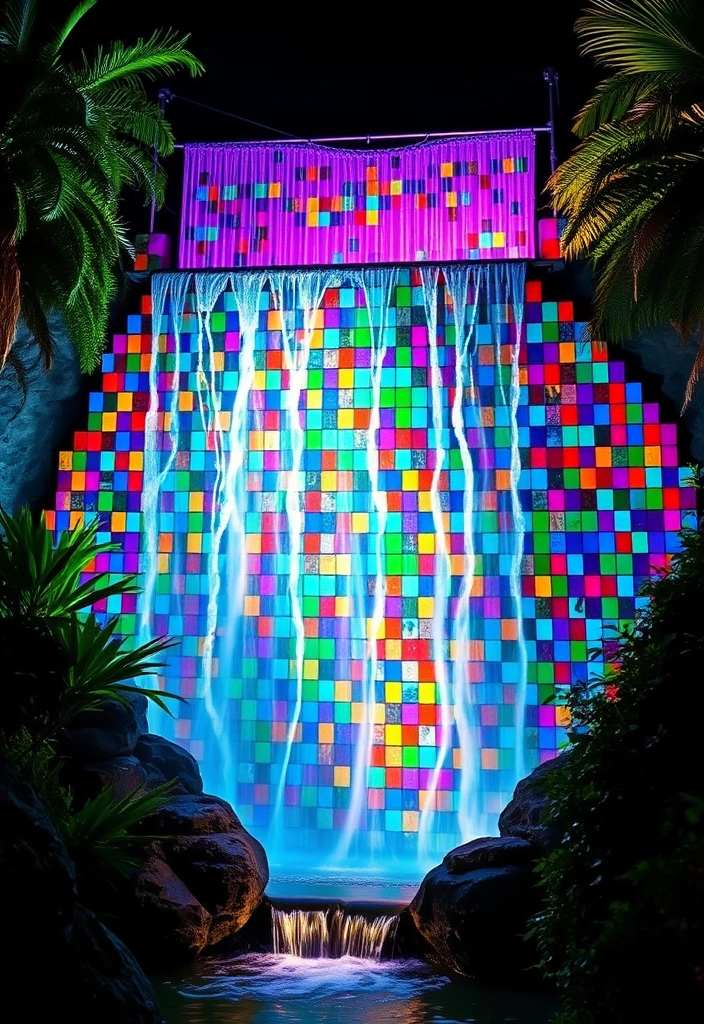 25 Small Garden Waterfalls Ideas That Will Transform Your Backyard into a Paradise! - 13. Colorful Tile Waterfall