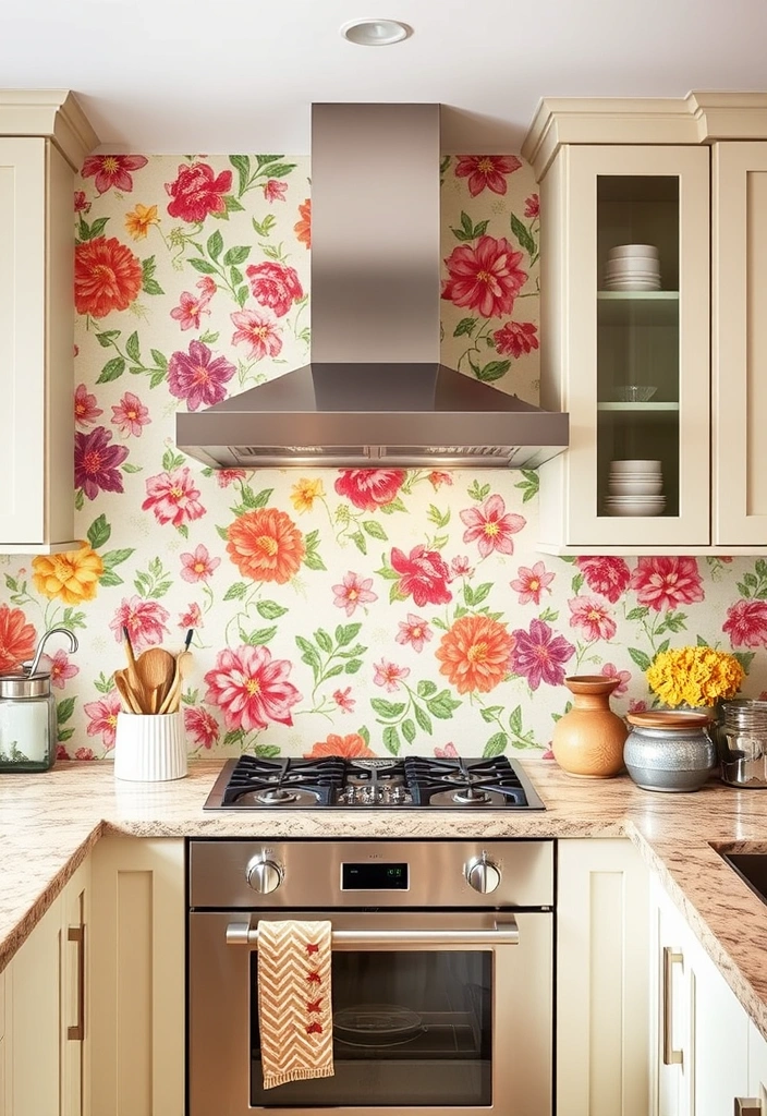 27 Stunning Kitchen Backsplash Ideas That'll Transform Your Space! - 13. Creative Use of Wallpaper