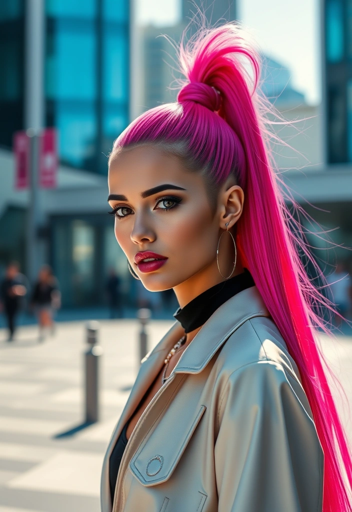 22 Sexy Hairstyles for Pink Hair That'll Turn Heads Everywhere You Go! - 3. Sleek High Ponytail