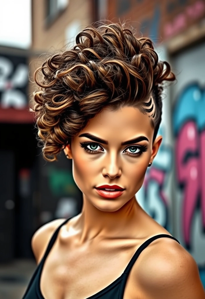 15 Magical Curly Pixie Cut Ideas That Will Transform Your Look Instantly! - 13. The Curly Pixie with a Shaved Design