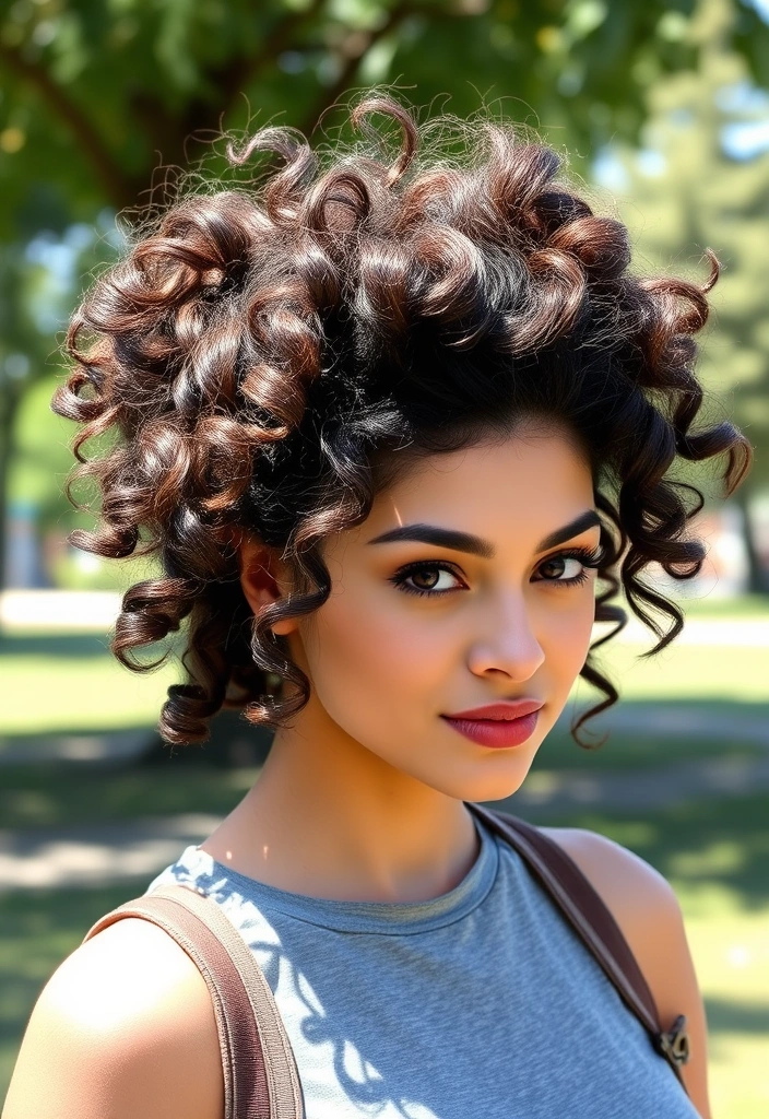 30 Playful Curly Hair Ideas That'll Make Everyone Envy Your Curls! - 1. The Messy Bun with a Twist