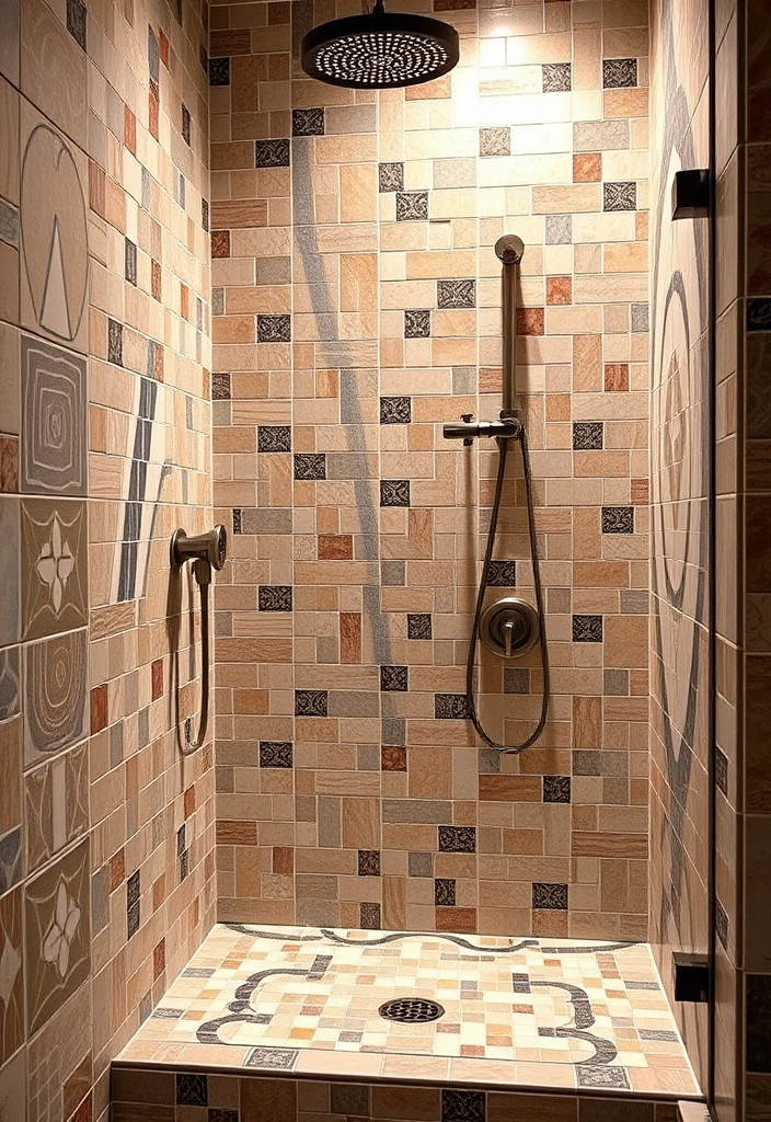 15 Creative Shower Tile Designs for Small Bathrooms (You’ll Want to Steal #12!) - 15. Artistic Grout Patterns