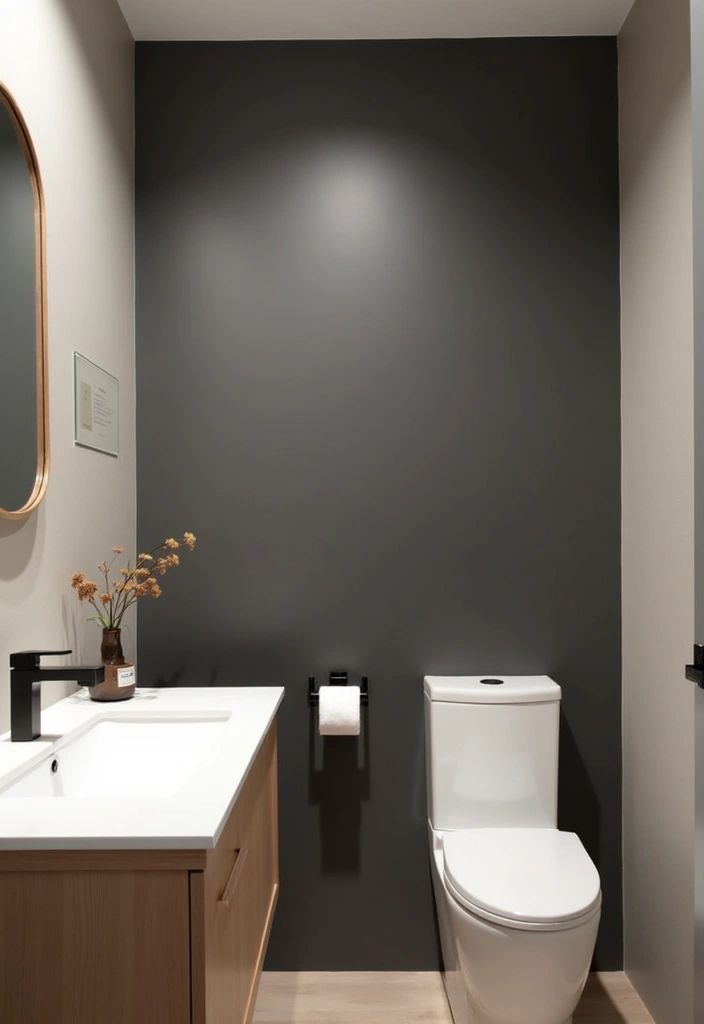 24 Best Paint Colors for a Small Bathroom That'll Make It Feel Spacious! - 19. Light Charcoal