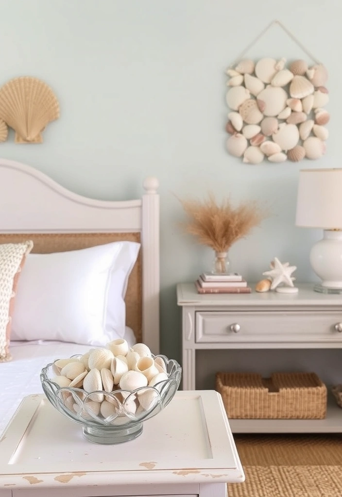 23 Modern Coastal Bedroom Ideas That'll Make You Feel Like You're on Vacation Every Day! - 15. Seashell Decor