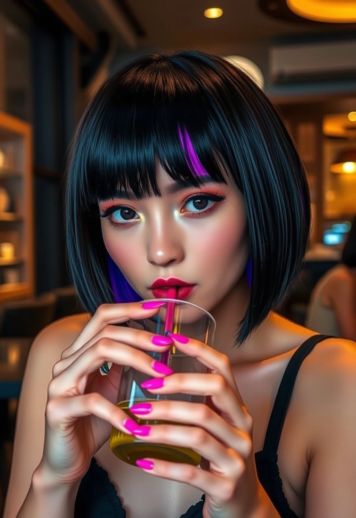 30 Stylish Hime Haircut Ideas That Will Make You Stand Out! - 12. Hime Haircut with Underlights