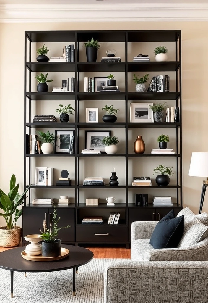 24 Black and Cream Living Rooms That Will Leave You Speechless! - 11. Creative Shelving