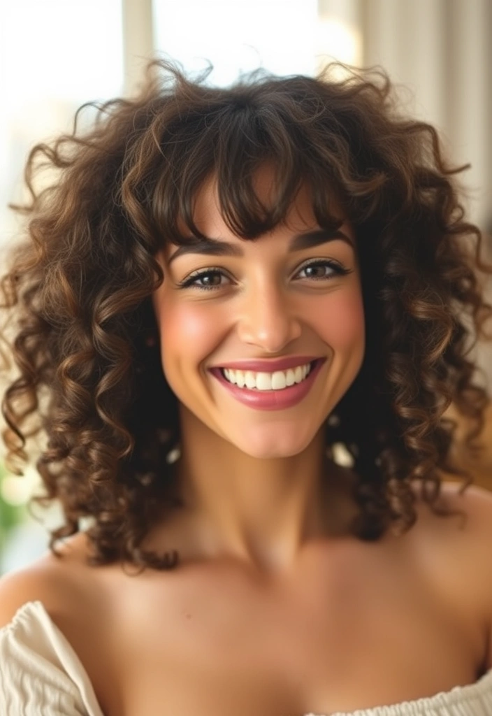 30 Playful Curly Hair Ideas That'll Make Everyone Envy Your Curls! - 5. Curly Hair with Bangs