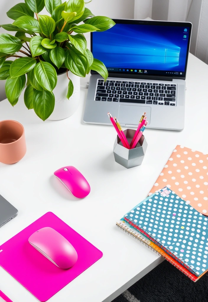 27 Office Decorations Ideas That'll Transform Your Workspace into a Creative Haven! - 2. Vibrant Desk Accessories