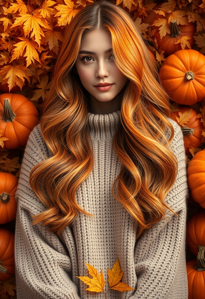 15 Spooktacular Halloween Hair Ideas That'll Haunt Your Friends! - 3. Pumpkin Spice Highlights