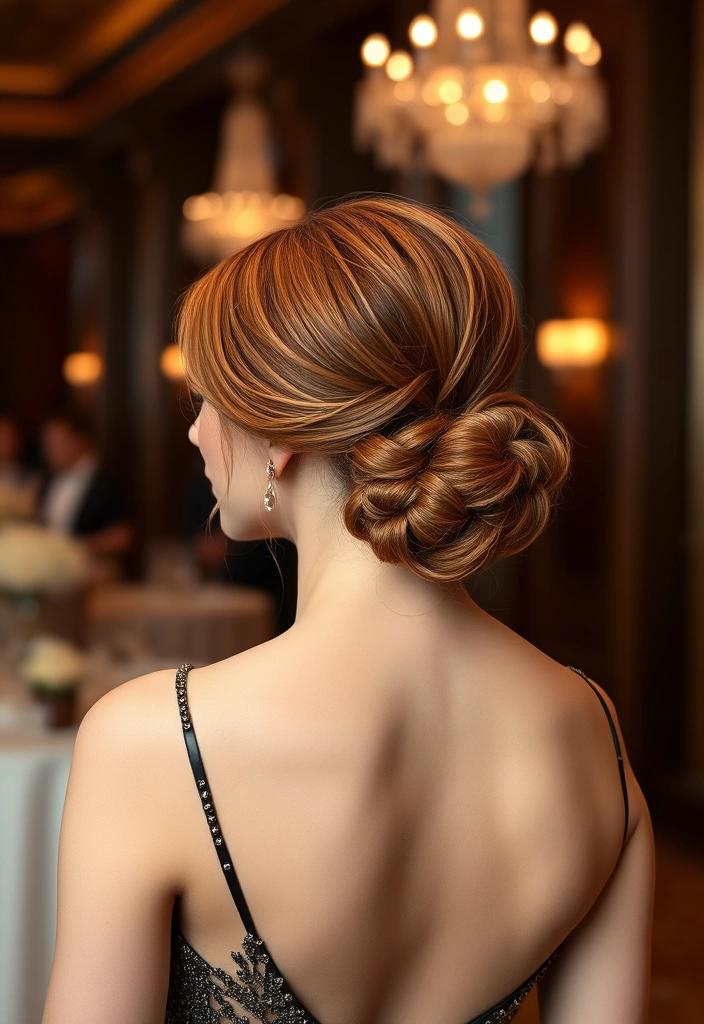 15 Spicy Hairstyles for Ginger Brown Hair That Will Turn Heads! - 8. Elegant Low Chignon