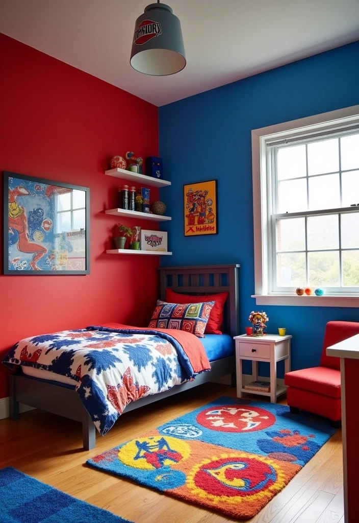 24 Best Paint Colors for Boys Room That Will Make You Want to Move In! - 20. Bright Red and Blue Combo